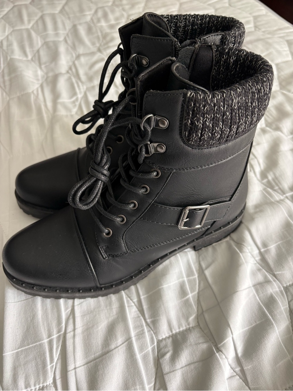 Hotcakes Black Lace-up Boots